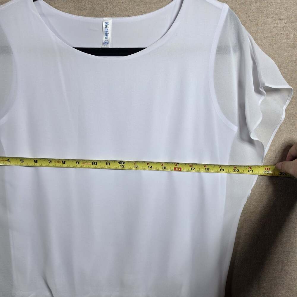 Neineiwu Womens XS Short Sleeve Sheer Shell PolySpandex Layered Look Blouse Top - Picture 4 of 9